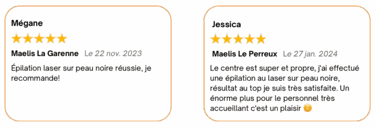 Extrait d'avis google positif laisser par des clientes Maelis